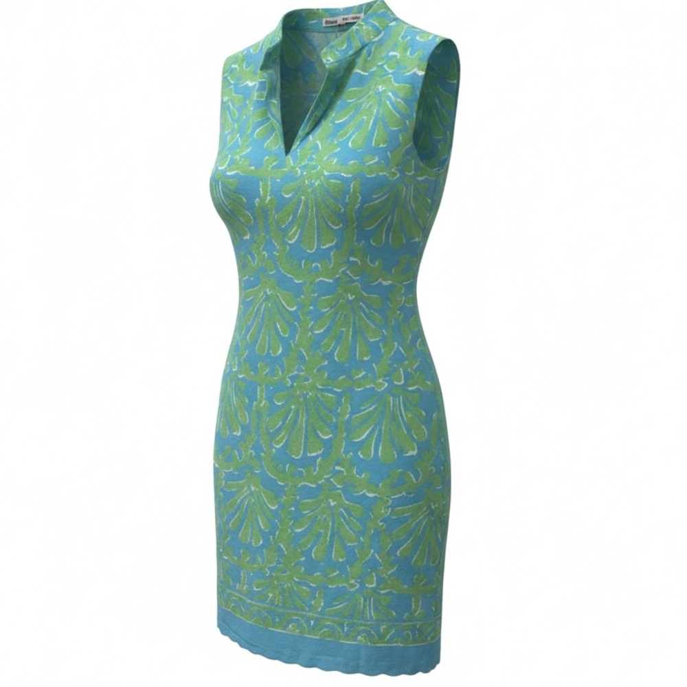 Barbara Gerwit Sleeveless Green and Blue Mini Dress
